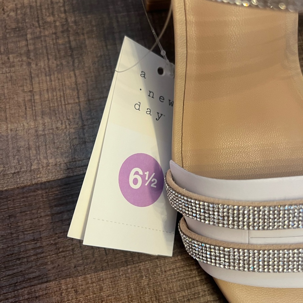 A New Day- Elegant Beige Block Heel Sandals - Picture 6 of 7